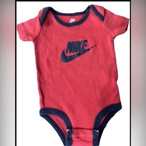 Nike Kids Bodysuit in Red with Blue Trim 0-3M